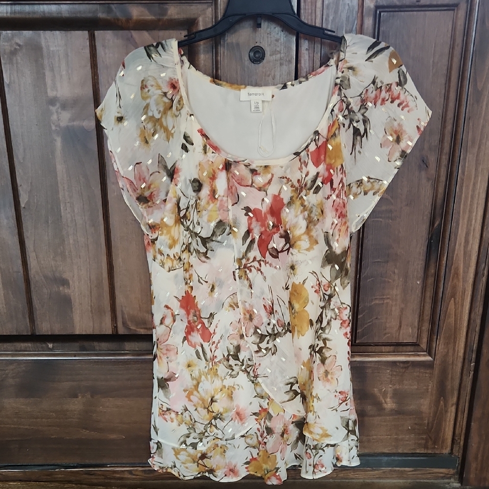 Banana Republic Floral Blouse in Cream and Pink